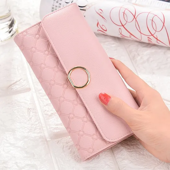 Customized 4 Colors Designs Women Wallets Lady Coin Case Holder Classic Organ Card Bag Purse Long Wallet for Girls with Flap
