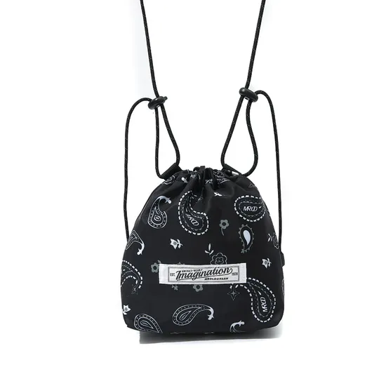 Designer Mini Drawstring Bandana Message Bag Customized Vintage Girls Travel Shoulder Bucket Bag