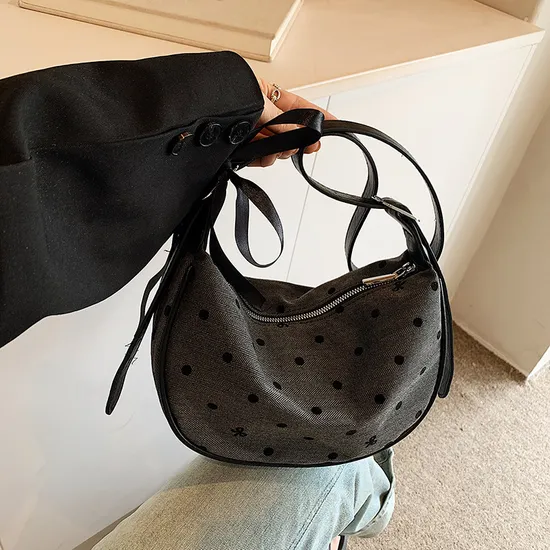 Women New Large Capacity Polka DOT Bow Crossbody Shoulder Dumpling Bag