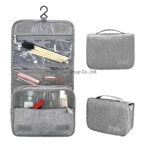 Custom Logo Hanging Toiletry Cosmetic Bag Oxford Cloth Makeup Wash Pouch Storage Organizer