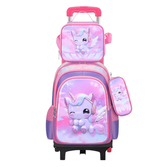 2025 Fashion Boys Girls Children Pupil Trolley School Bag with Wheels (ready to ship)