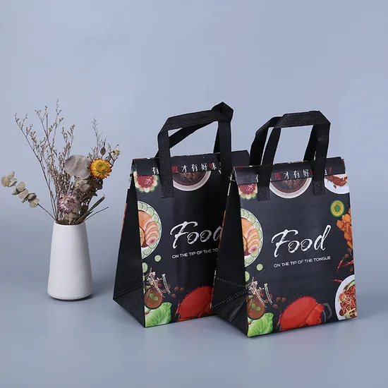 Custom Printed Non Woven Aluminum Foil Recycled Cooler Bag Takeaway Boba Coffee Food Delivery Thermal Insulated Bag