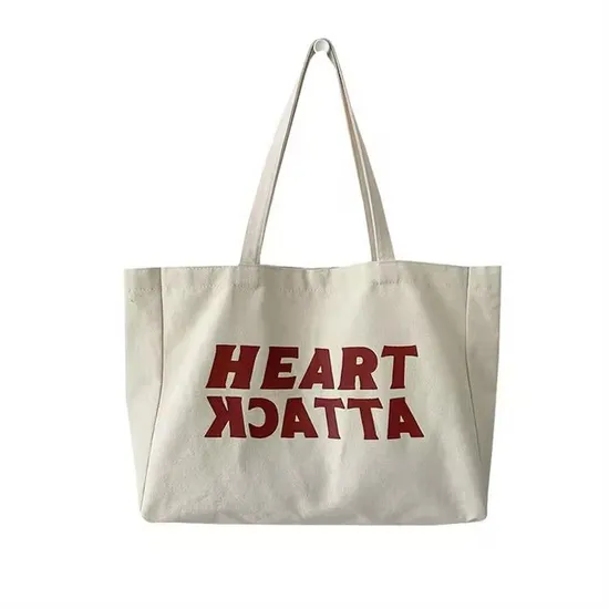Customized Logo Printed Shopping Oversized Cotton Canvas Active Lifestyle Premium Sporty Tote Bag