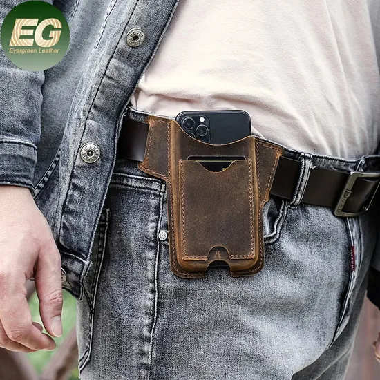 Ga165 Mobile Cell Phone Men Leather Waist Belt Bag Black Luxury Sports Hip Strap for Pouch Running Customize Custom Bags