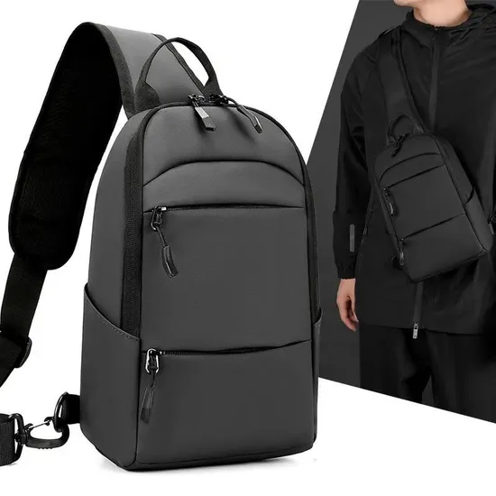 Men′s Waterproof USB Chest Bag Multifunction Nylon Crossbody Shoulder Bag Messenger Chest Short Trip Travel Pack for Male