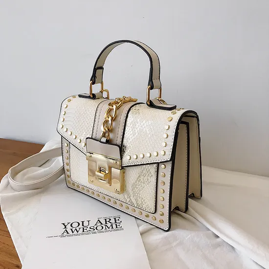Wholesale Fashion Designer Lock Snakeskin PU Leather Ladies Hand Bag Shoulder Crossbody Women Custom Purses and Handbags Bags