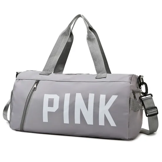 Letter Pink Large Capacity Women Waterproof Sports Pack Travel Gym Duffel Bag