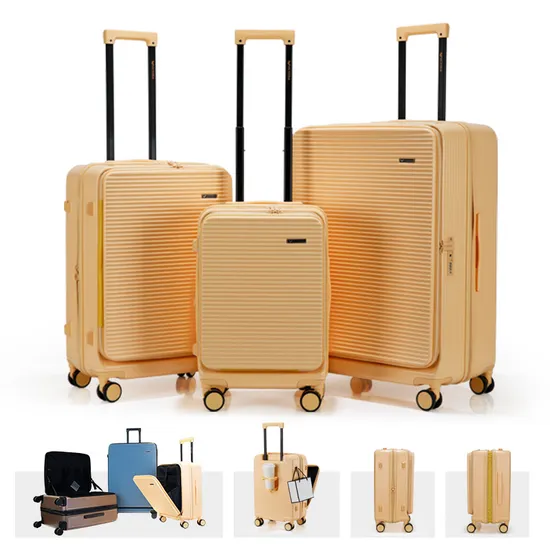 ABS+PC Front-Opening Luggage with Laptop Pocket, Tsa Lock & Silent TPU Wheels