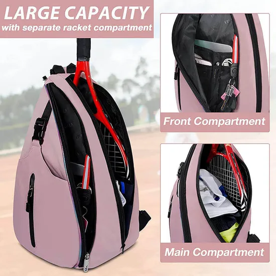 Custom Logo Crossbody Outdoors Sports Backpack Pickleball Padel Racket Bag Tennis Equipment Sling Bags for Women