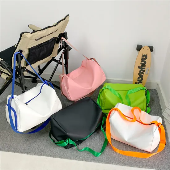 Custom Logo Printed Large Capacity Nylon Fold Sport Gym Wet and Dry Bag Women Men Waterproof Shoe Space Duffel Travel Bag