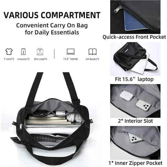 Weekender Travel Bag Men Small Gym Bag for Women with Toiletry Bag Waterproof