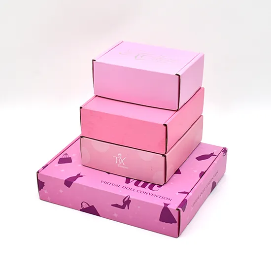 Custom Recycled Shipping Box Logo Printed Pink Luxury Corrugated Folding Kraft Paper Packaging Clothing Storage Box