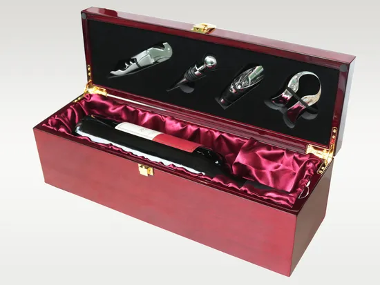 Rosewood High Gloss Finsih Wooden Wine Packaging Box with Tools