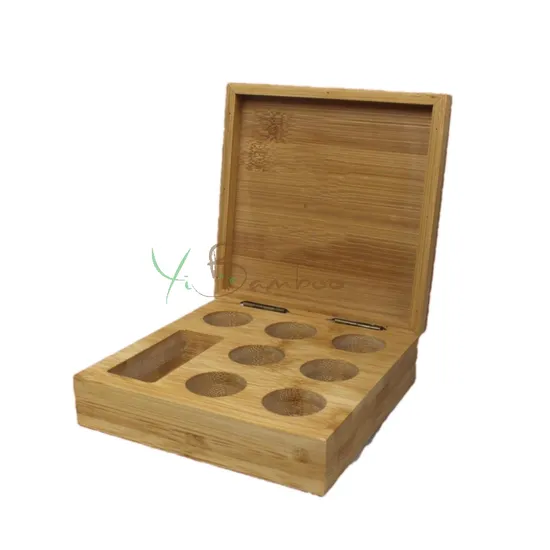 High Quality Hot Selling Custom Gift Box 7+1 Holes Bamboo Wooden Coffee Capsule Holder Wood Box