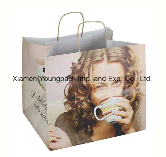 Fashion Custom Printed Art Paper Shopping Tote Carrier Bag Wholesale Promotional Small Gift Packaging Paper Bags