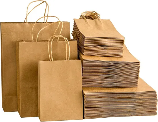 Disposable Brown Kraft Paper Bag Shopping Paper Gift Kraft Bags with Handle