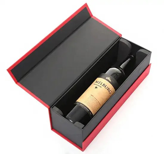 Luxury Custom Logo Black Bottle Gift Foam Whisky Display Packaging Wine Box