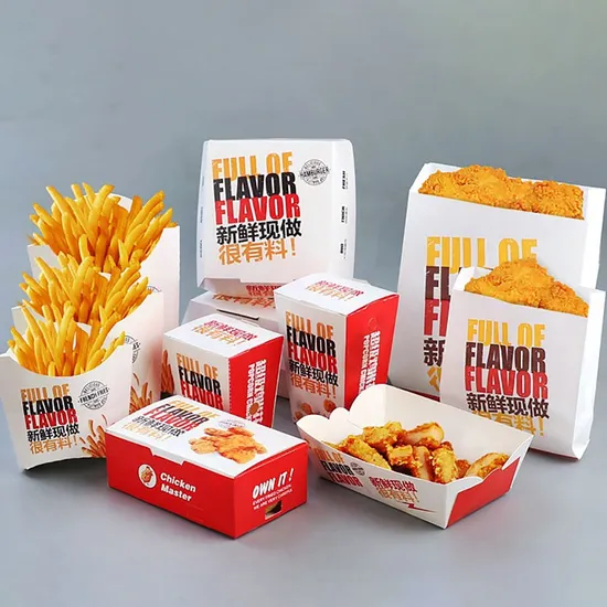 Food Grade Cardboard Kraft Food Box Wholesale Fried Chicken Chips Restaurant Snack Paper Food Box
