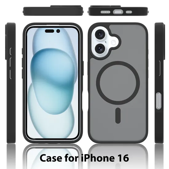 Shockproof Black Matt Mobile Phone Cases for Apple with Magsafe