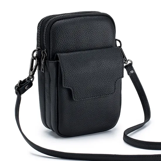 Wholesale New Fashion Women Bag Double Zipper Vertical Mobile Phone Bag Large Capacity Female Leather Simple Single Shoulder Ladies Bag