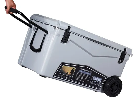 LLDPE Towable 70qt Cooler with Pull Rod and Wheel for Outdoor Camping Fishing