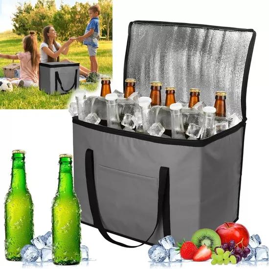 Custom Eco Friendly Non Woven Aluminum Foil Food Delivery Packaging Bags Insulated Thermal Picnic Grocery Tote Lunch Cooler Bag