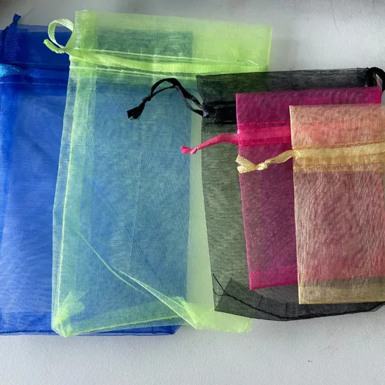7X9cm 9X12cm 10X15cm 13X18cm 16X22cm 20X30cm Any Colors Custom Logo Drawstring Gift Pouch Jewelry Mesh Packaging Organza Bag