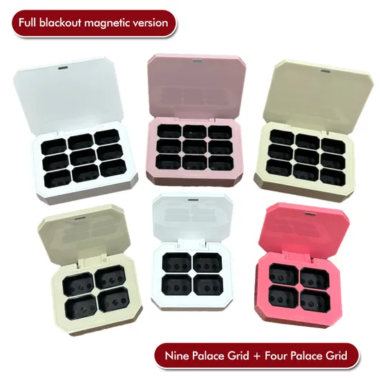 Empty Plastic 9-Colors Magnetic Eyeshadow Boxes Cosmetic Container Cases