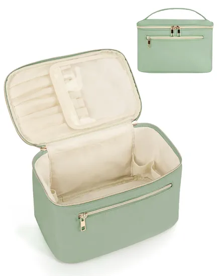 Makeup Bag, Travel Make up Organizer Cosmetic Brush Bags Case for Women in Vegan Leather, Sage Green, Patent Pending Bag