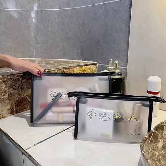 Portable Waterproof Clear Frosted PVC Transparent Outdoor Travel Storage Women Cosmetic Bag