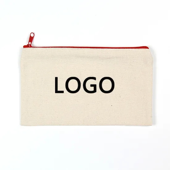 Customized Logo Cotton Canvas Cosmetic Bag with Zipper