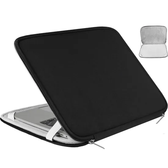 180 Degree Opening Laptop Sleeve with Double Zippers Laptop Cover with Velvet Padding