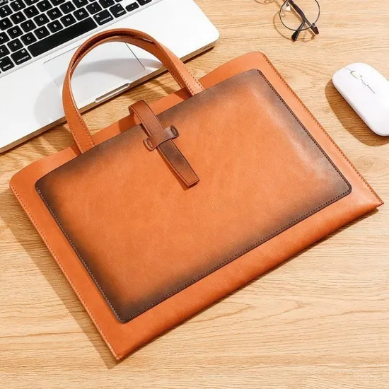 Custom Logo Leather Holder File Folder Bag with Handle