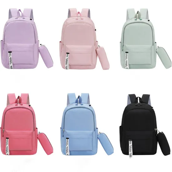 Boys and Girls 6 Colors Simple School Bag with Pencil Case