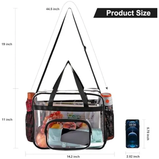 New Large Capacity PVC Transparent Shoulder Crossbody Bag Handheld Square Bag Travel Bag Shopping Bag Storage Bag