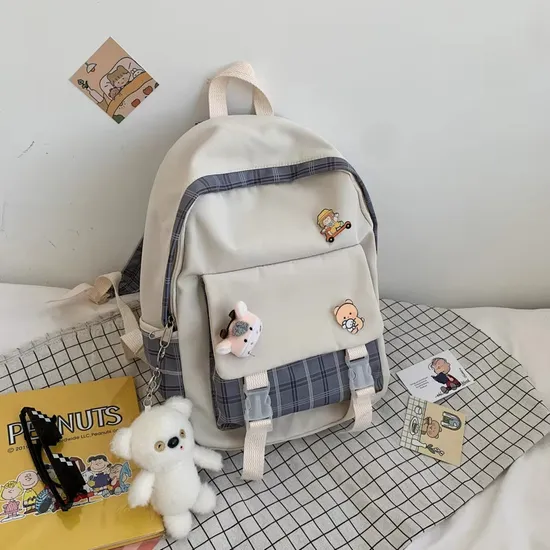 Stylish Leisure School Bag Waterproof Mail Woman Schoolbag Backpack with Multiple Compartments for Organized Storage