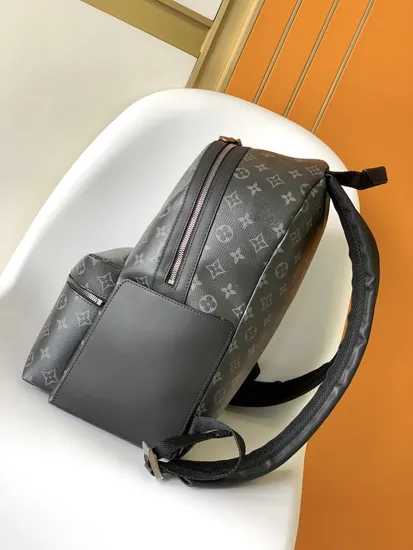 Classic Black Leather Pattern Zipper Schoolbag Presbyterian Backpack Bag