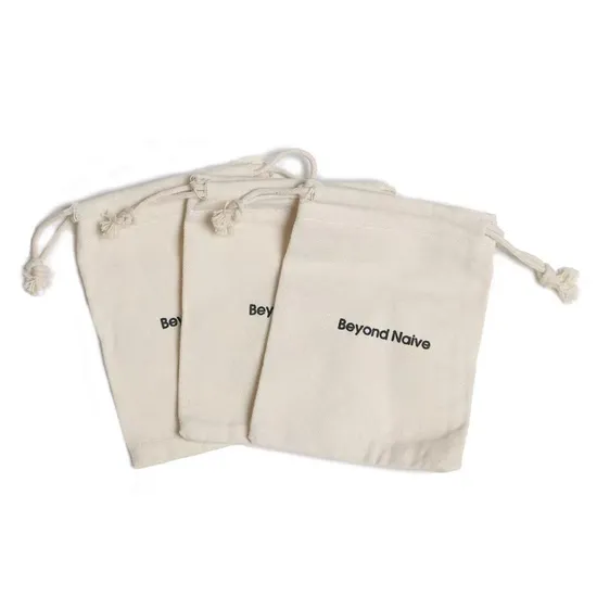 Canvas Cotton Custom Logo Drawstring Bag Eco-Friendly Gift Pouch Bag Muslin Storage Bag