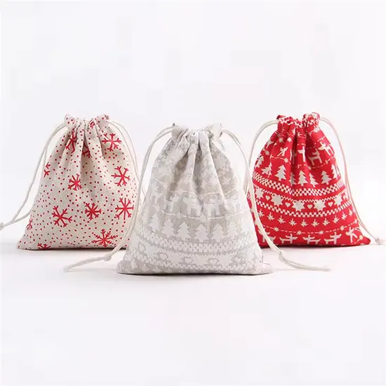 Wenzhou Christmas Gift Storage Pouch Canvas Cotton Mini Drawstring Bags