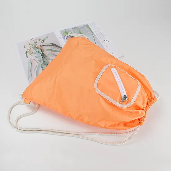 OEM/ODM Drawstring Reusable Portable RPET Polyester Foldable Sport Backpack Bag