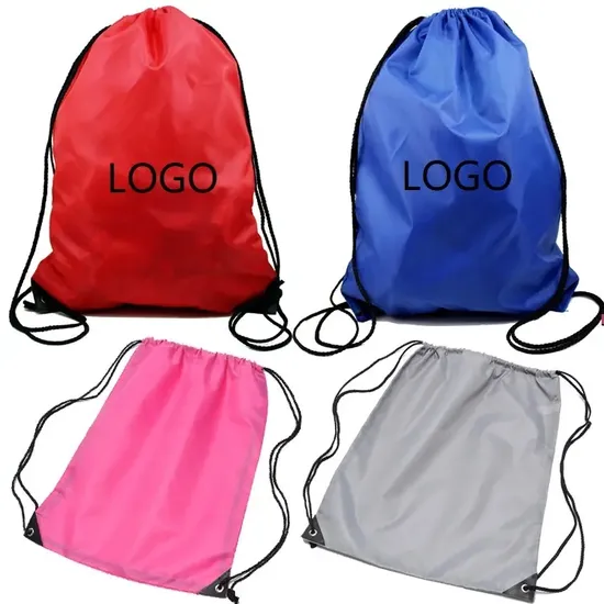 Factory Custom Made Nylon 210d Polyester Waterproof String Bag Drawstring Backpack