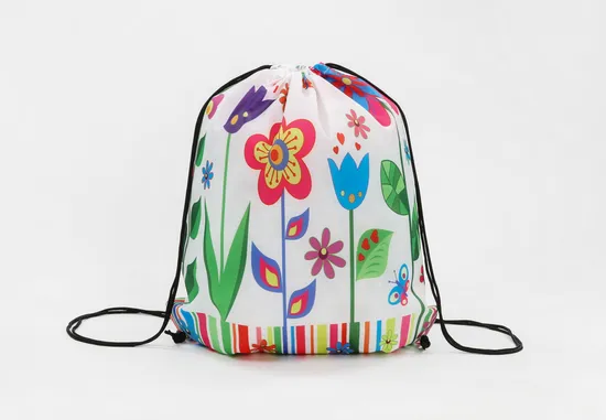 Factory Custom Promotional Drawstring Sports Backpack Bag 210d Polyester Printing String Bag for Promotional Drawstring Bag