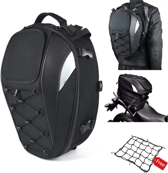 Black Men′s Motorcycle Bag Waterproof Motorbiketravel Luggage Helmet Backpack Motocrosstailbag Multifunction Rear Seat Bag Partsblack Men′s Motorcycle Bag Water