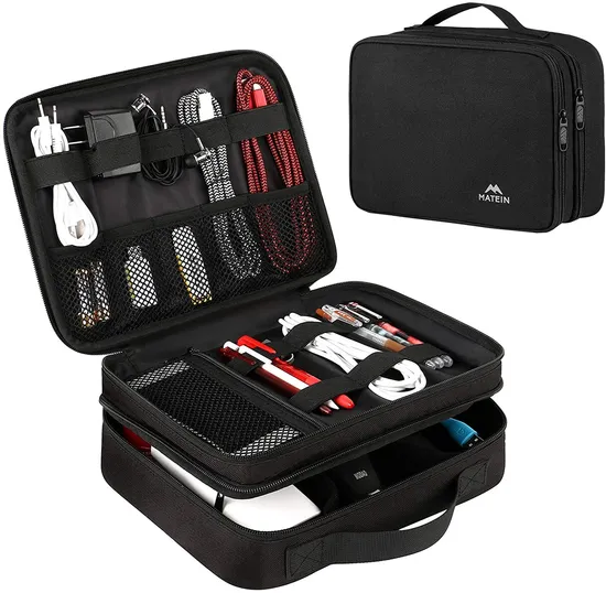 Waterproof Electronic Accessories Case Portable Double Layer Cable Storage Bag