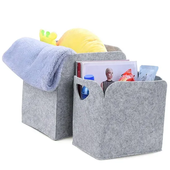 Household Large Foldable Felt Gift Storage Basket Organizer Collapsible Laundry Basket Stationery