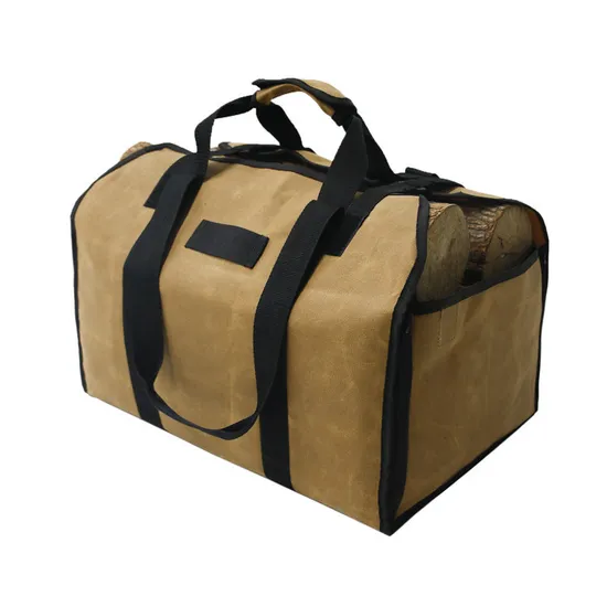 Large-Capacity Dual-Use Wet Wax Canvas Firewood Bag