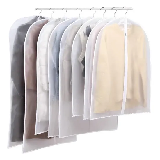Hanging Garment Bags PEVA Eco-Friendly - Clear Dustproof Clothing Covers with Metal Zipper
