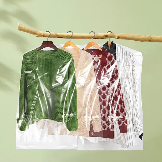 Custom Printed Logo Laundry Plastic Roll Plastic Garment Cover Clothing Hanging Bags