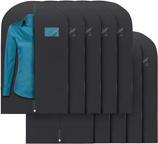 Wholesale 100% Recycled Nonwoven Reusable Foldable Zipper Transparant Window Suit Dress Garment Bag