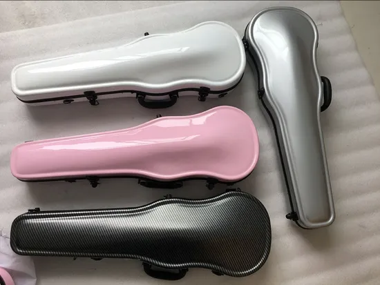 Wholesale Price Pink Colour Triangle Fiberglass Violin Hard Musical Case for Sale
